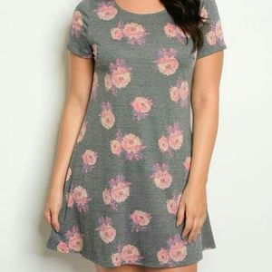 New Junior's Cute Boutique Gray floral print dress